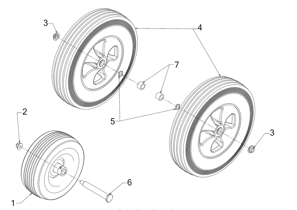 Wheels Diagram and Parts List for JS1150 (24A67M4710)(2018) Cub Cadet Leaf Blower / Vacuum